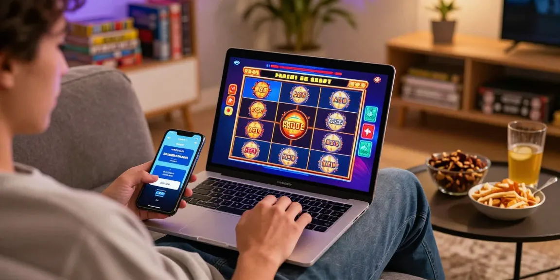 Engaging online gambling scene with slot games and deposit tanpa minimal options on screen.