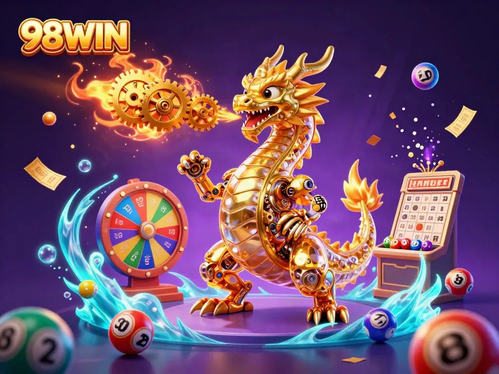 Experience dynamic winning moments with 98WIN's vibrant gaming elements and colorful designs.