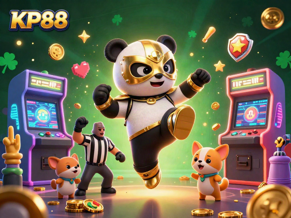 Engage with KP88 to experience exciting gameplay featuring a wrestling panda and vibrant casino elements.