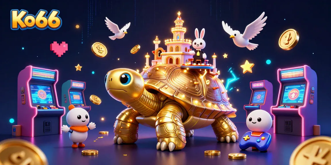 Experience the excitement at Ko66 with a golden tortoise casino scene filled with action!