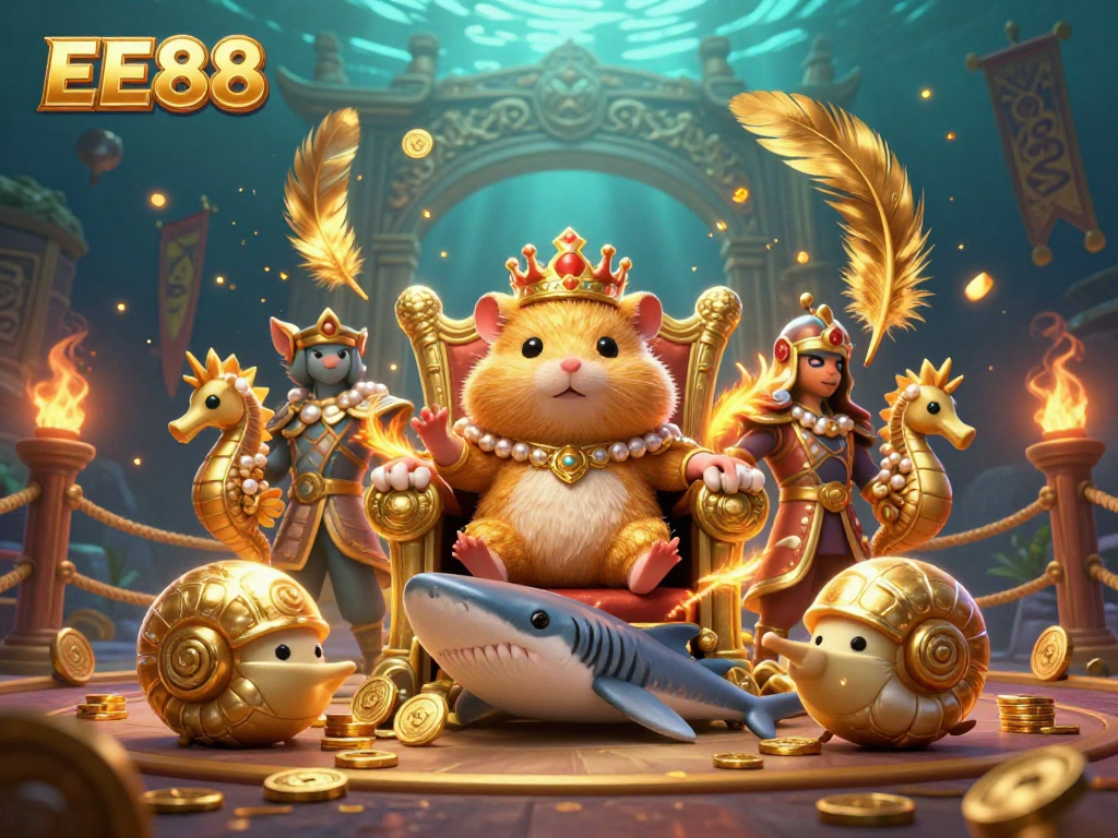 Experience the excitement of EE88's dynamic casino atmosphere with the golden hamster king in 3D.