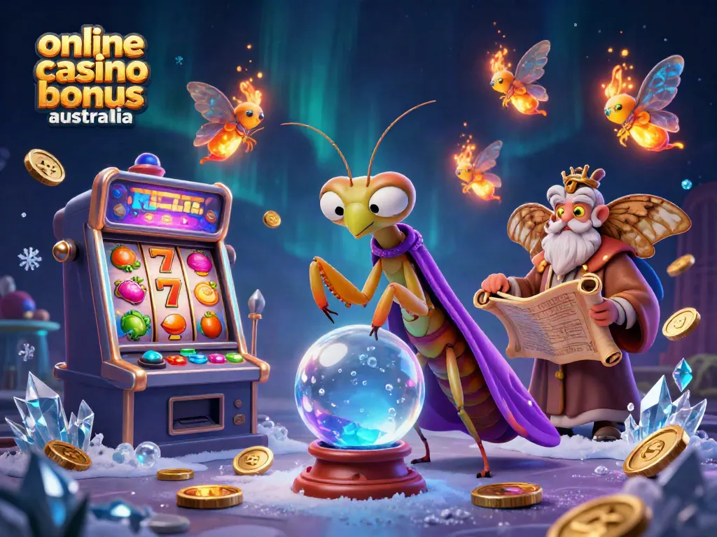 Engage with top online casino bonus Australia offers through this vibrant 3D illustration of lucky symbols and characters.