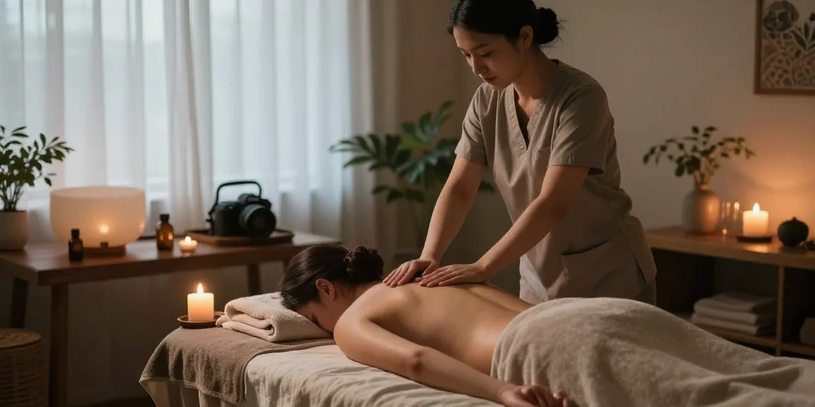 Relaxing 남양주출장마사지 session in a calming therapy room with soothing elements.