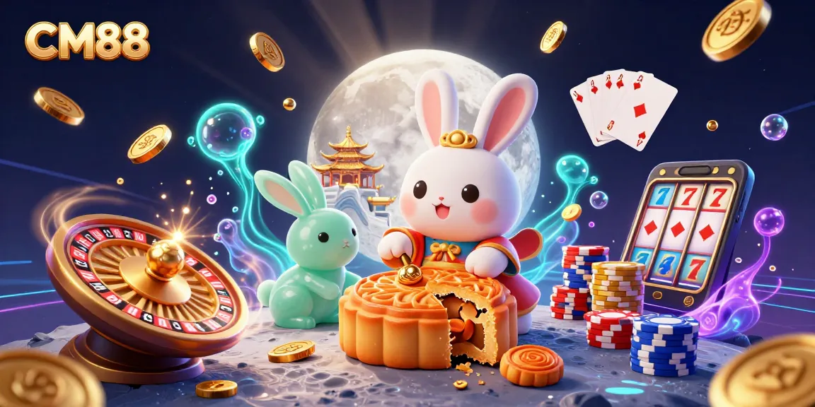 CM88 showcases an immersive moon-themed gambling scene with vibrant casino elements and rich details.