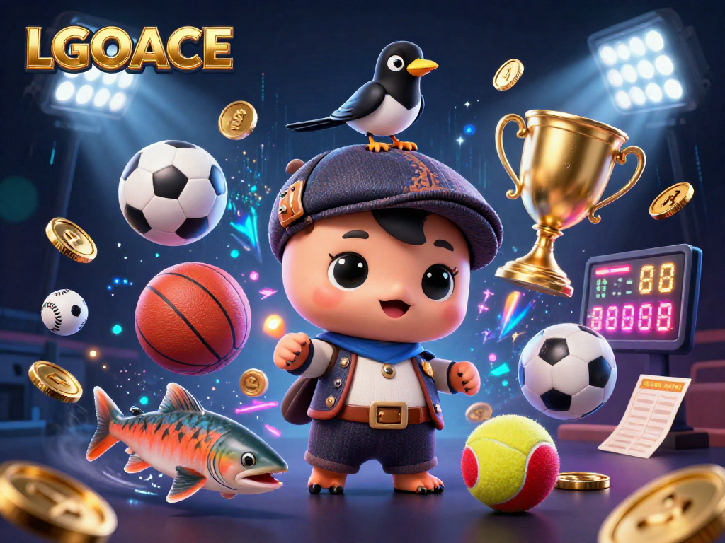 LGOACE brings excitement with 3D cartoon characters and dynamic gaming elements in a vibrant casino scene.