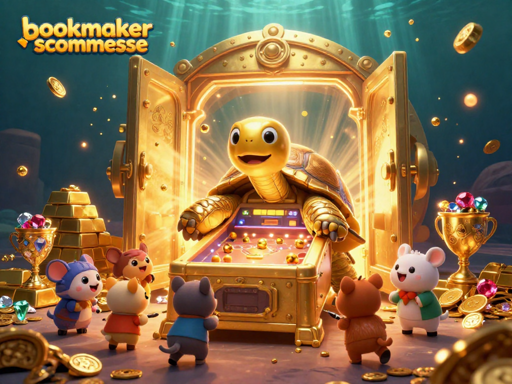 Gioca su bookmaker scommesse con il tortugo del pinball e tesori d'oro scintillanti!