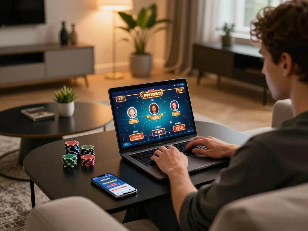 Engaged player enjoying online gaming at home with the 88clbgo platform on their laptop