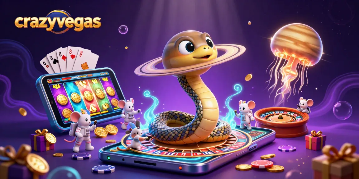 Spin the reels with crazyvegas in a cosmic casino adventure featuring vibrant slot games and betting astronauts.