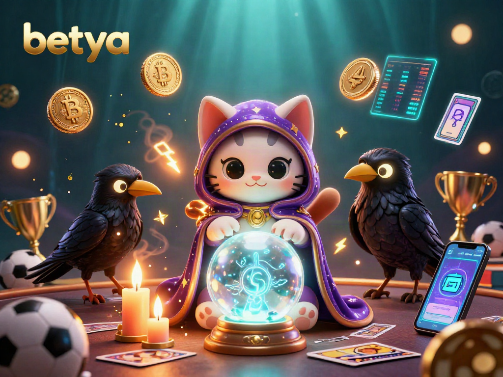 Experience the excitement of sports betting with Betya's vibrant and detailed scene filled with mystic characters.