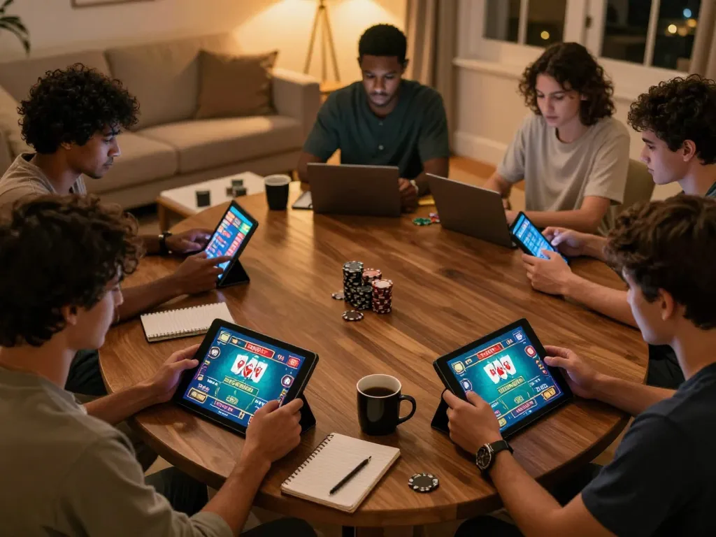 Engaging online gaming experience showcasing players using tablets for tuesdayteasedallas with vibrant game interfaces.