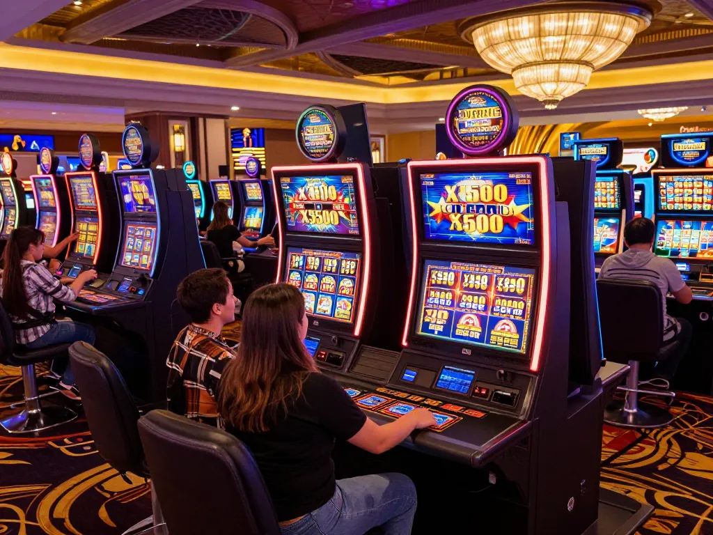 Celebrating a big win on Pragmatic Play Demo x500 slot amidst vibrant Vegas casino atmosphere