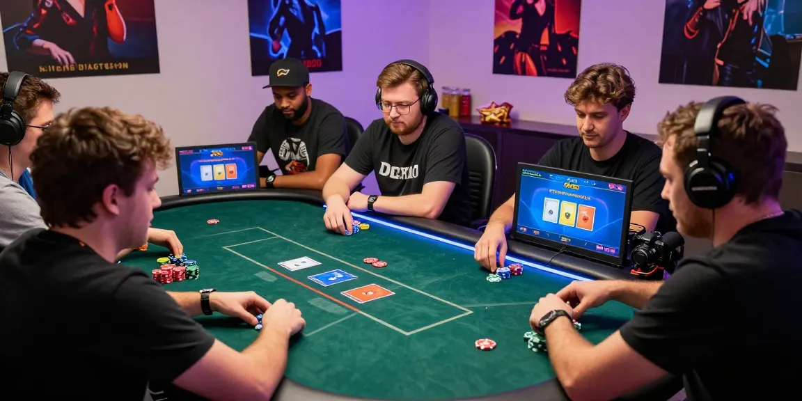 Situs Poker Uang Asli Dewapoker players engaged around virtual poker tables in a vibrant online gaming atmosphere.