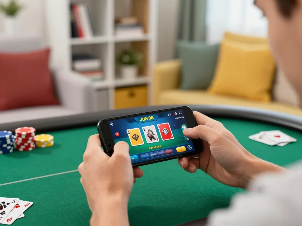 Experience thrilling poker action with jun 88 on your mobile, blending fun and strategy in a cozy setting.