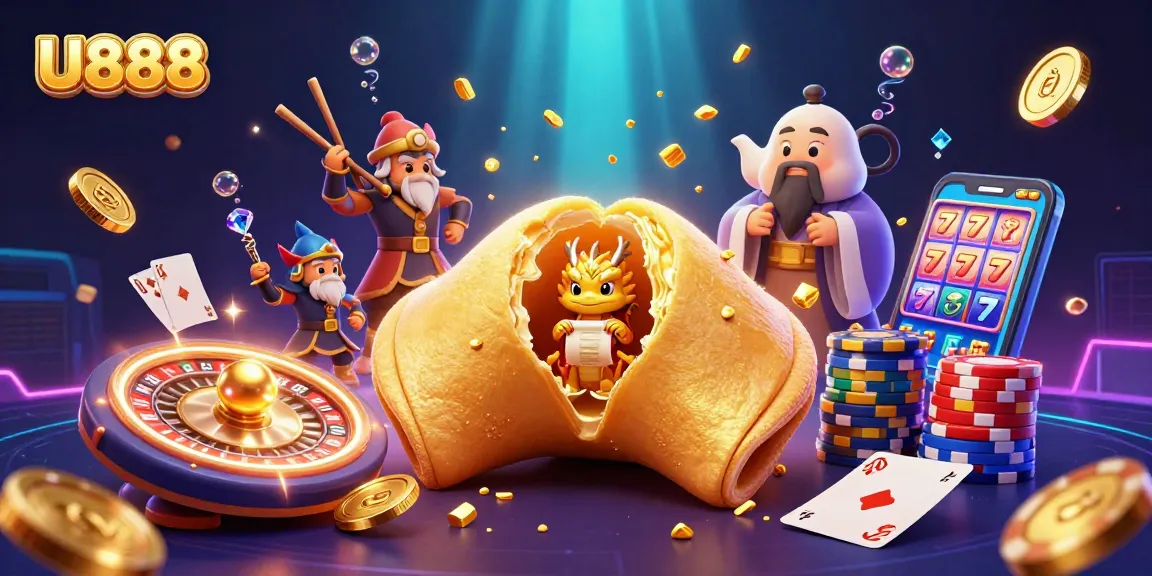 U888 showcases a vibrant casino experience with golden treasures and playful characters in an immersive setting.