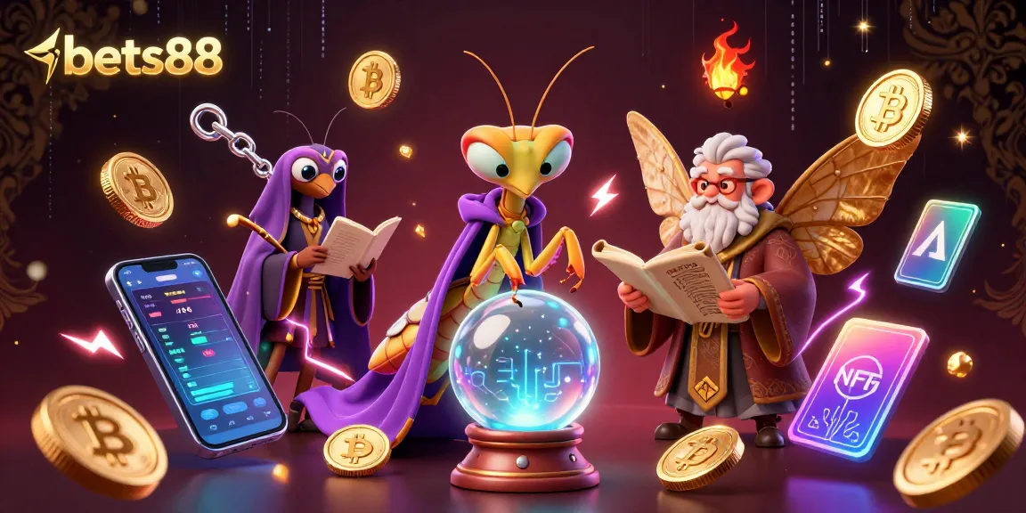 Win big at bets88 with this vibrant and engaging 3D casino illustration showcasing fortune-telling characters and vibrant game elements.