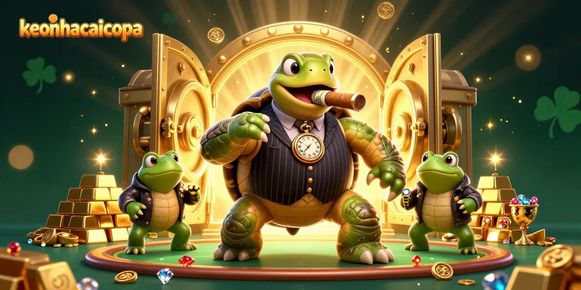 Engage with keonhacaicopa's thrilling casino exploration featuring a cartoon turtle and bullfrog enforcers.