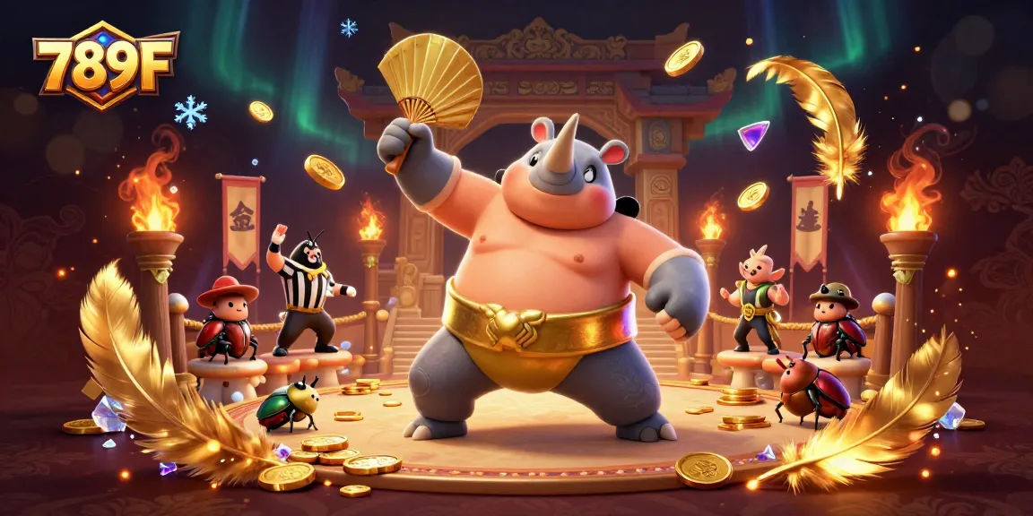 Experience the thrill of gaming with 789F in this dynamic 3D illustration featuring a sumo champion action.