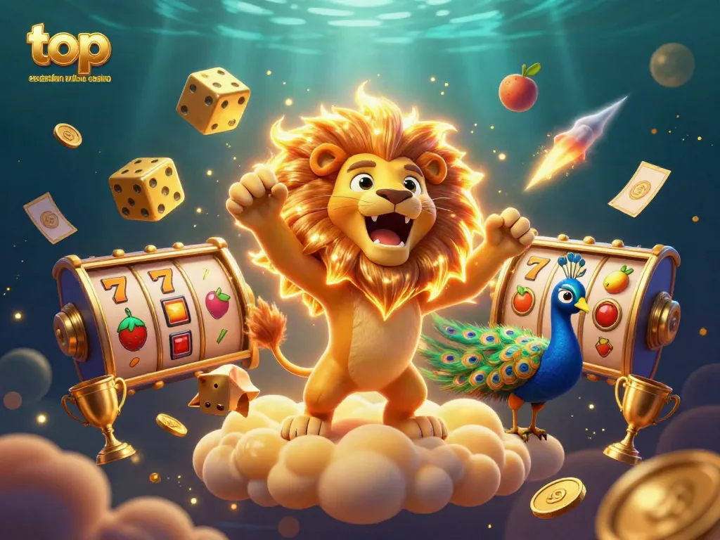Experience the excitement of the top australian online casino with 3D characters, slot elements, and vibrant visuals.