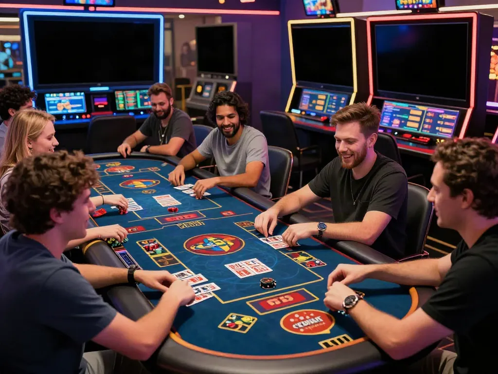 Engaging gaming experience at https://hitclub3.io/ with friends enjoying online casino games.