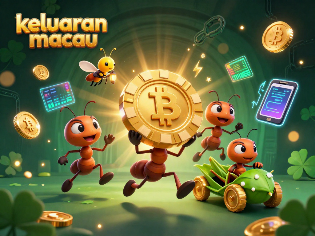 Engage in thrilling action with keluaran macau as ants heist golden poker chips amidst vibrant casino elements.
