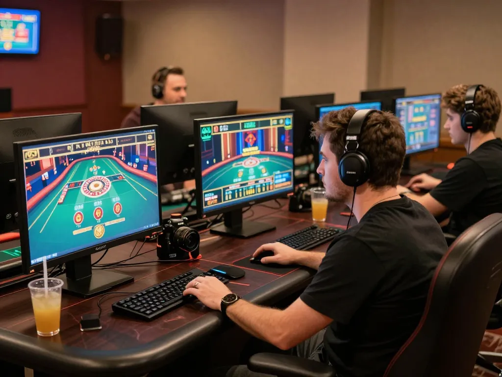 Player focused on GK88 online casino games in a cozy home setup, enhancing gameplay experience