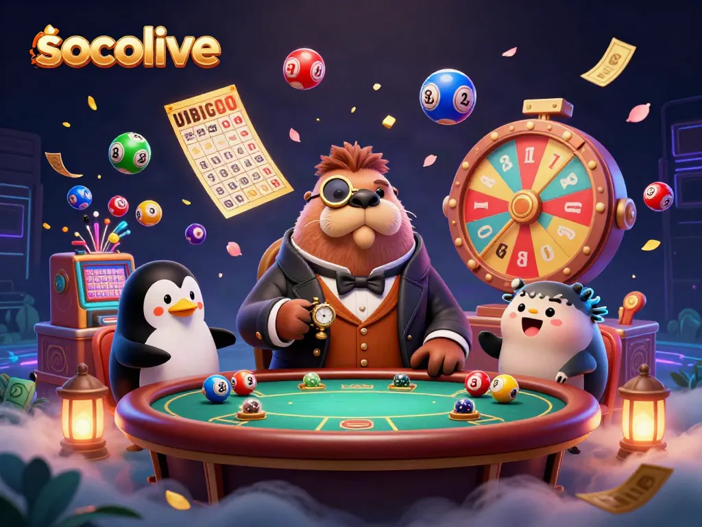 Experience the excitement of socolive with vibrant 3D characters at an underwater poker table.