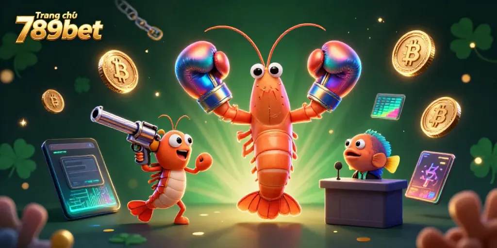 Experience the thrilling world of Trang chủ 789bet with vibrant 3D characters amidst glowing crypto elements.