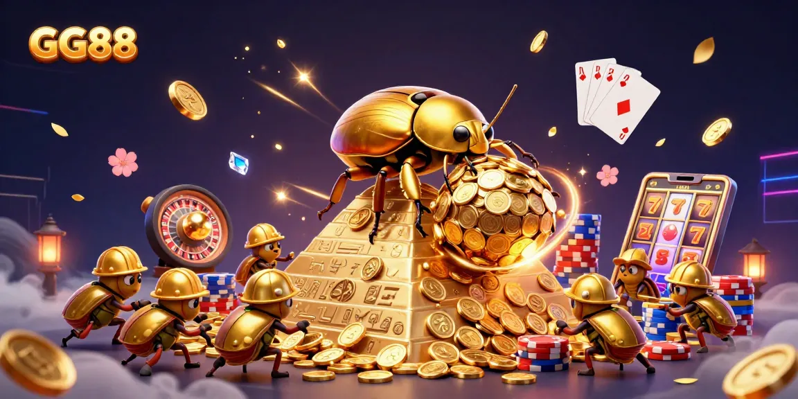 Experience the excitement of GG88 with golden chips and a dynamic casino atmosphere.