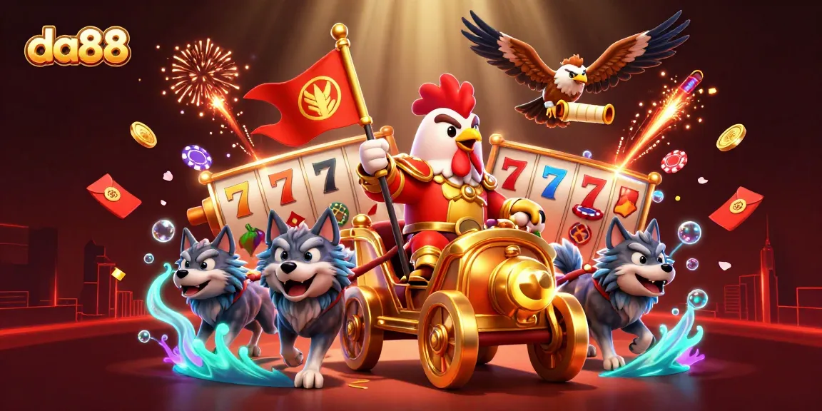 Spin the reels with da88: a dynamic, vibrant casino-themed illustration