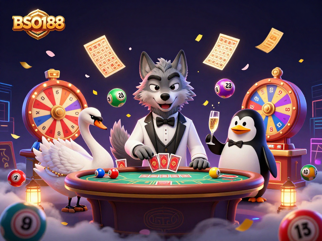 Experience the thrill of BSO188 with vibrant lottery elements and elegant characters in action.