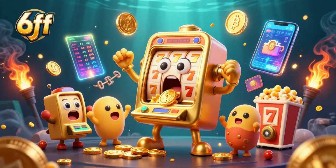 6ff slot machine hits jackpot while cheering baby slots and popcorn machine celebrate.