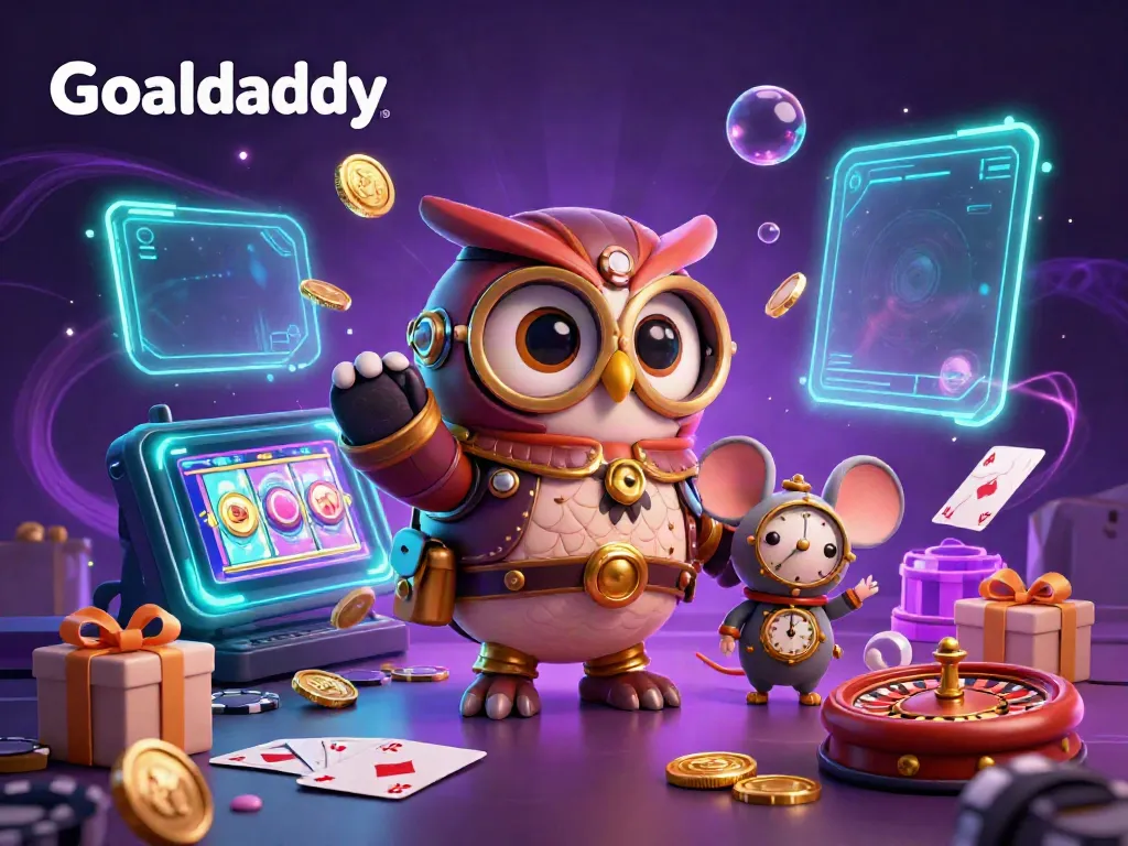 Experience the exciting world of Goaldaddy with a vibrant 3D illustration of a steampunk-themed casino adventure.