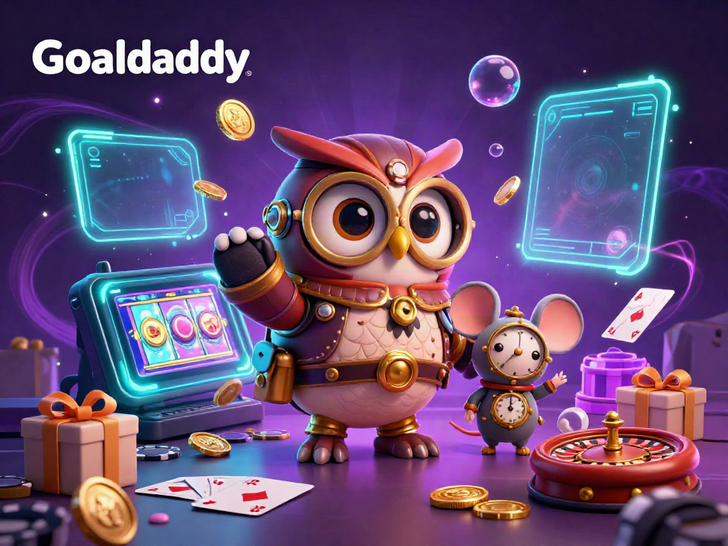 Experience the exciting world of Goaldaddy with a vibrant 3D illustration of a steampunk-themed casino adventure.