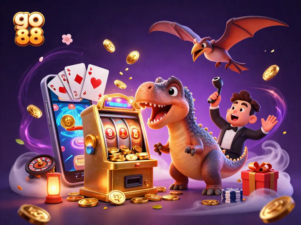 go 88 pachycephalosaurus hits jackpot, creating a chaotic casino scene with coins flying.