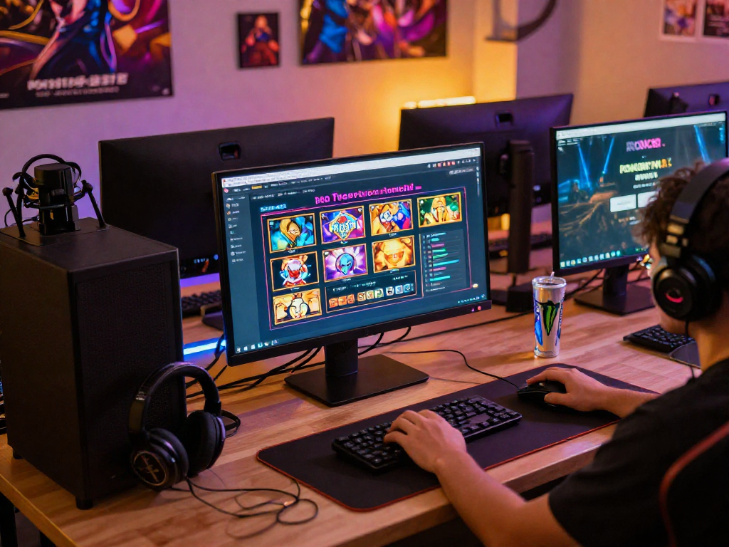 Engaged player using the rokok88 login screen with immersive gaming setup and dynamic visuals