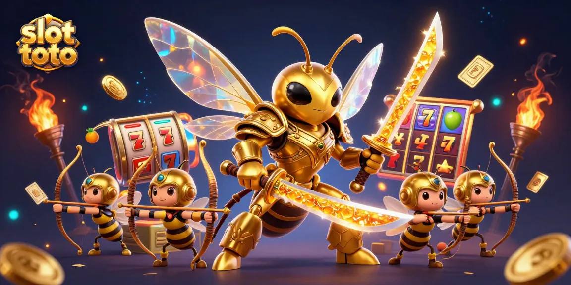 Engage with slot toto through thrilling 3D visuals showcasing samurai hornets and winning symbols.