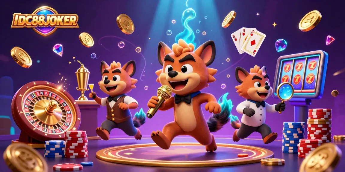 Spin the reels with IDC88JOKER at the vibrant casino scene filled with excitement and laughter.