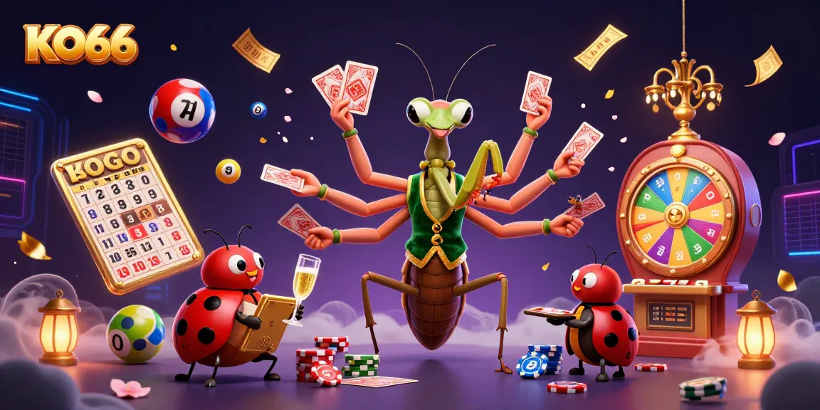 Experience the vibrant energy of KO66 as colorful elements animate a lively casino scene.