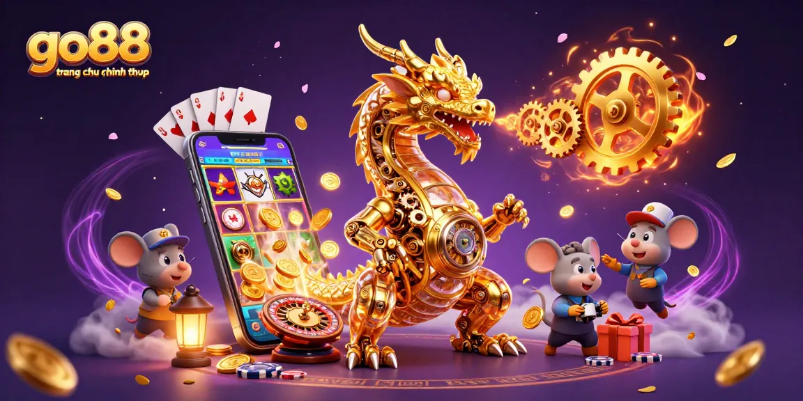 Experience thrilling gameplay with go88 trang chu chinh thuc featuring a golden dragon and dynamic casino elements.