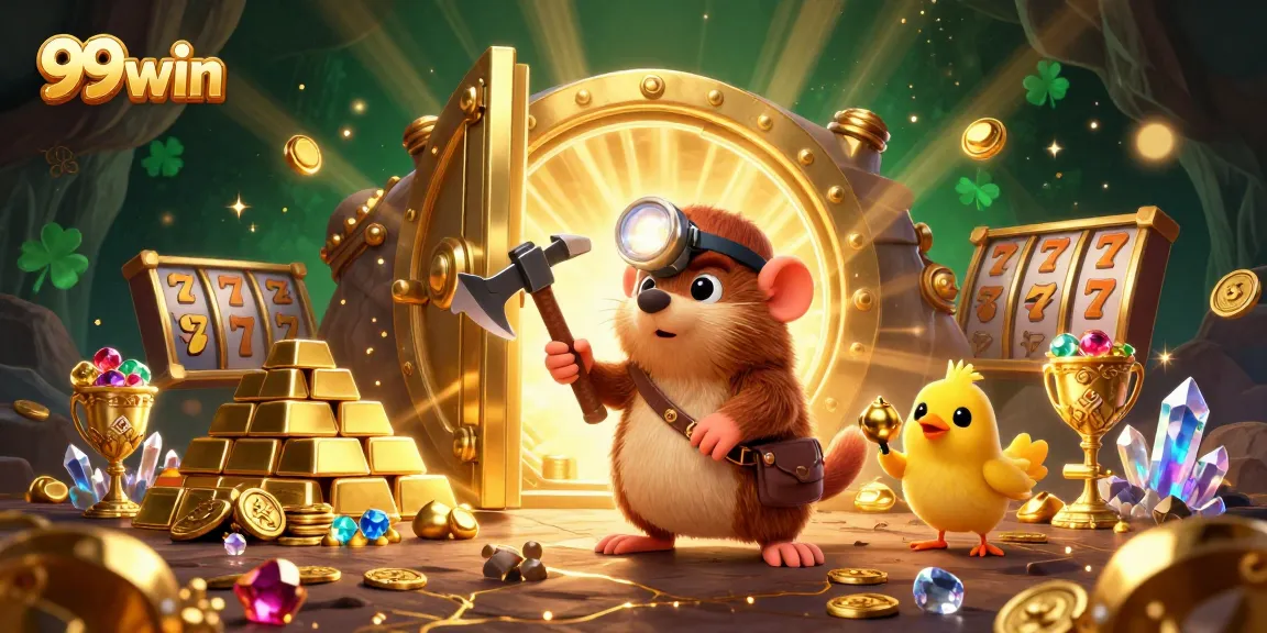 Spin the reels at 99win to uncover treasures and jackpots in this vibrant casino scene!