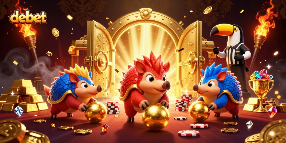 Experience the excitement of debet gaming with rival pangolins amidst vibrant casino treasures.