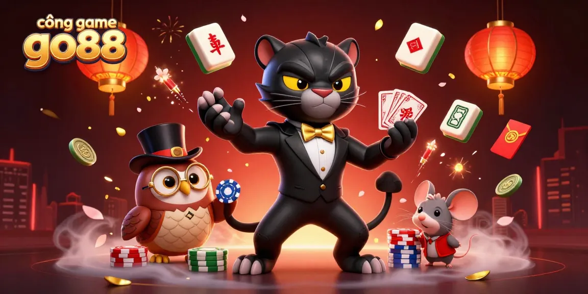 Engage with cổng game go88 through dynamic games featuring a stylish black panther, wise owl, and lucky mouse.