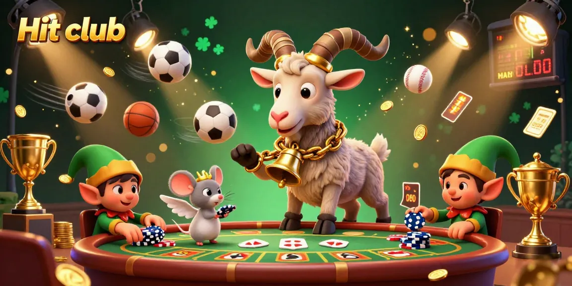Experience the thrilling action of Hit club with a Krampus goat leading a holiday casino adventure.