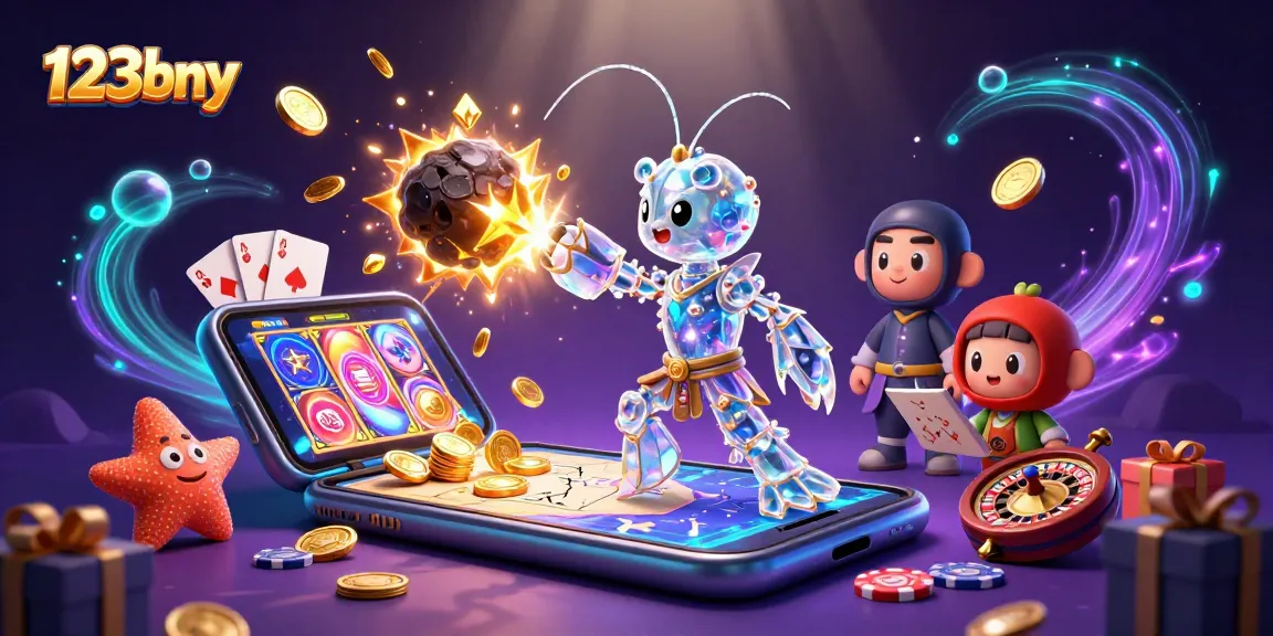 Engage with the 123bny experience, where a mantis shrimp battles to unveil treasures amidst casino game excitement.