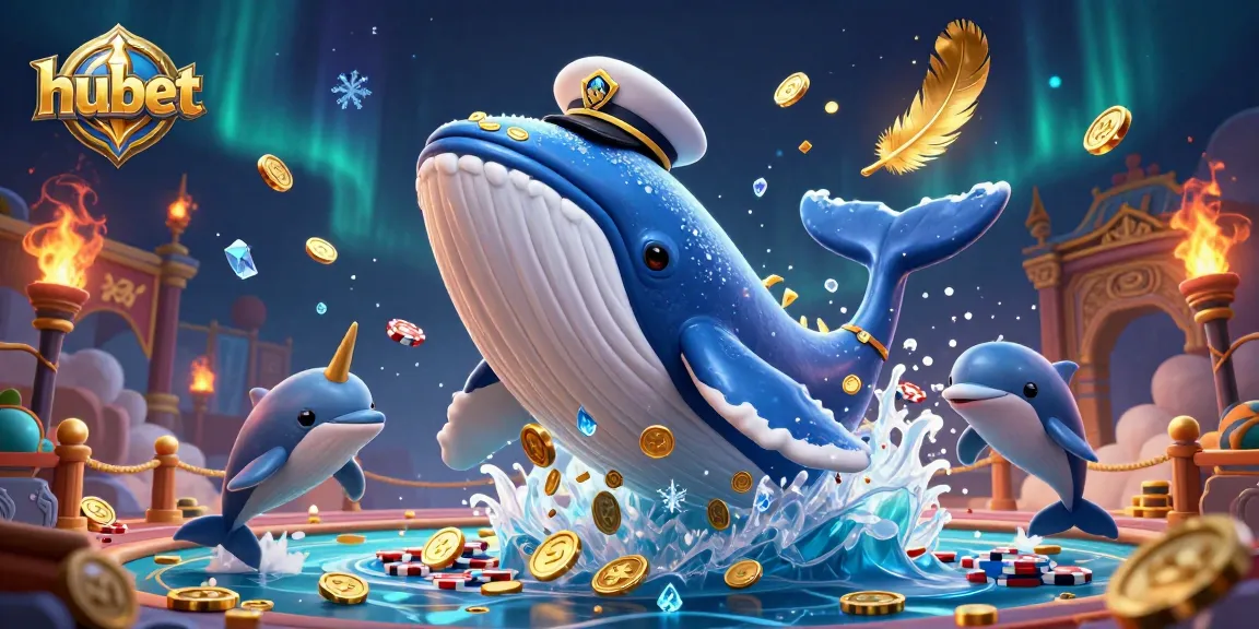 Engage in thrilling gaming adventures at hubet with a whimsical whale and playful dolphins.