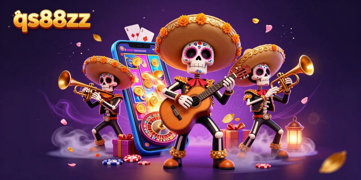 Engage with qs88zz through exciting slots features and vibrant casino ambiance in a stunning 3D illustration.