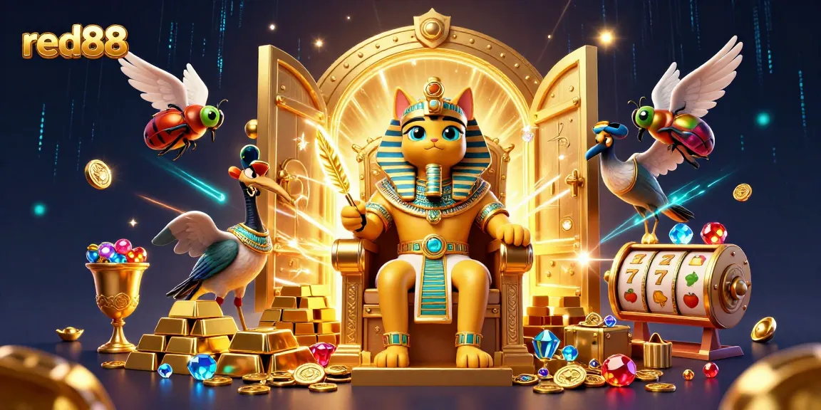 Experience thrilling gameplay at red88 with a vibrant 3D illustration featuring dynamic casino elements.