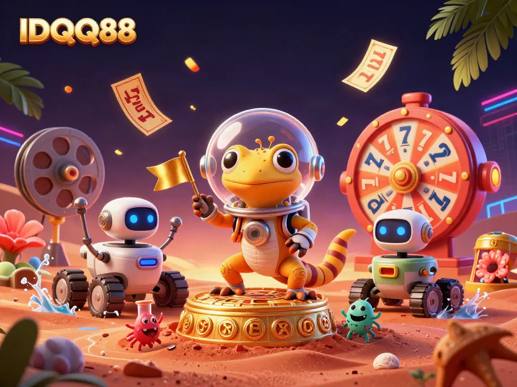 Experience thrilling adventures with IDQQ88 as the Martian gecko celebrates casino wins on Mars.