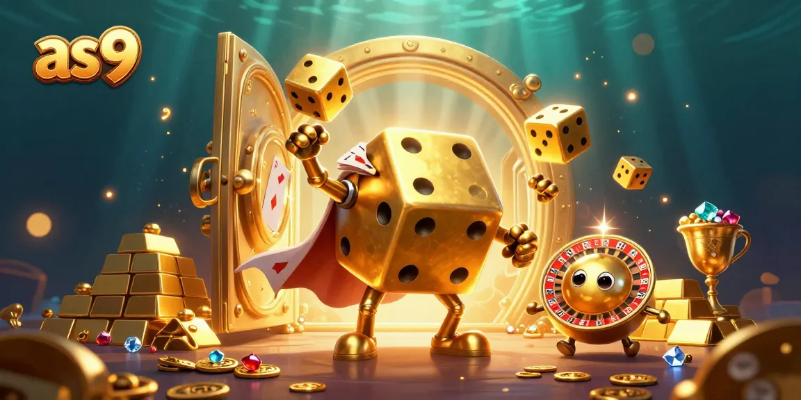 Roll the dice with as9 in a lively casino scene filled with gold and gemstones.